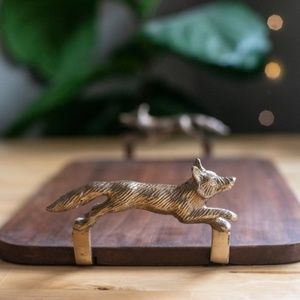 Wooden Fox Handle Serving Tray